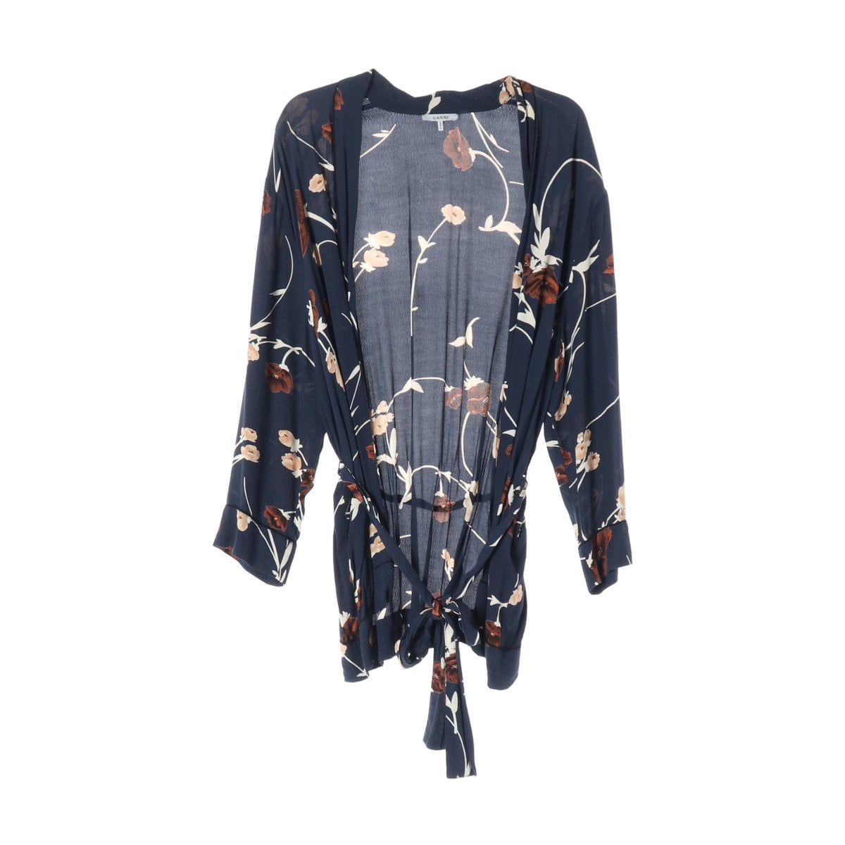 GANNI 가니 네이비 Dalton Crepe Kimono 로브 긴팔 블라우스  상세 이미지 1