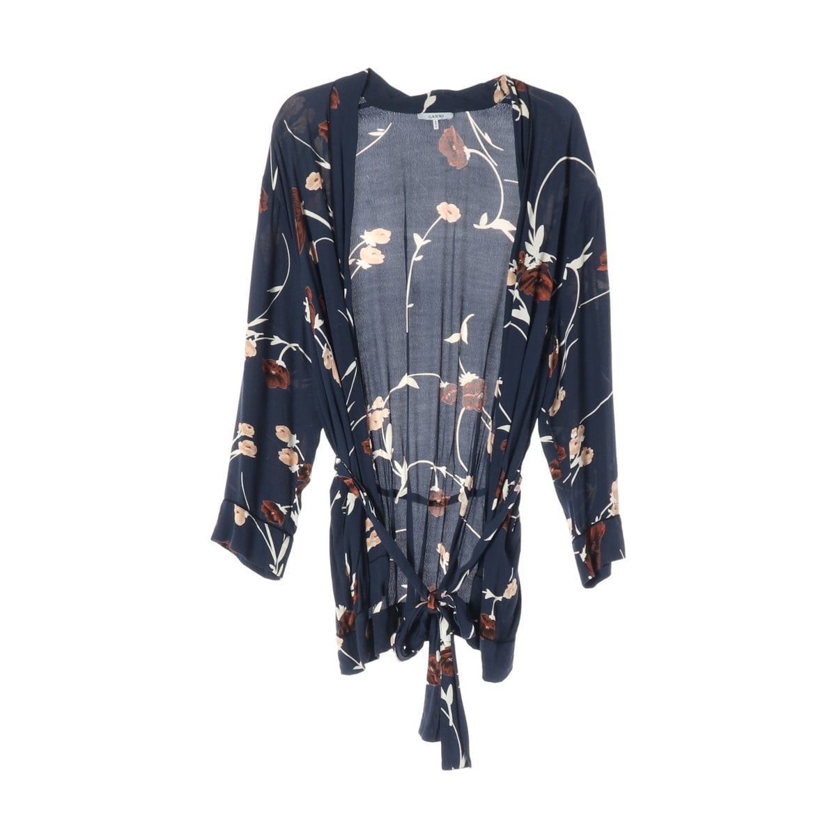 GANNI 가니 네이비 Dalton Crepe Kimono 로브 긴팔 블라우스  이미지 1