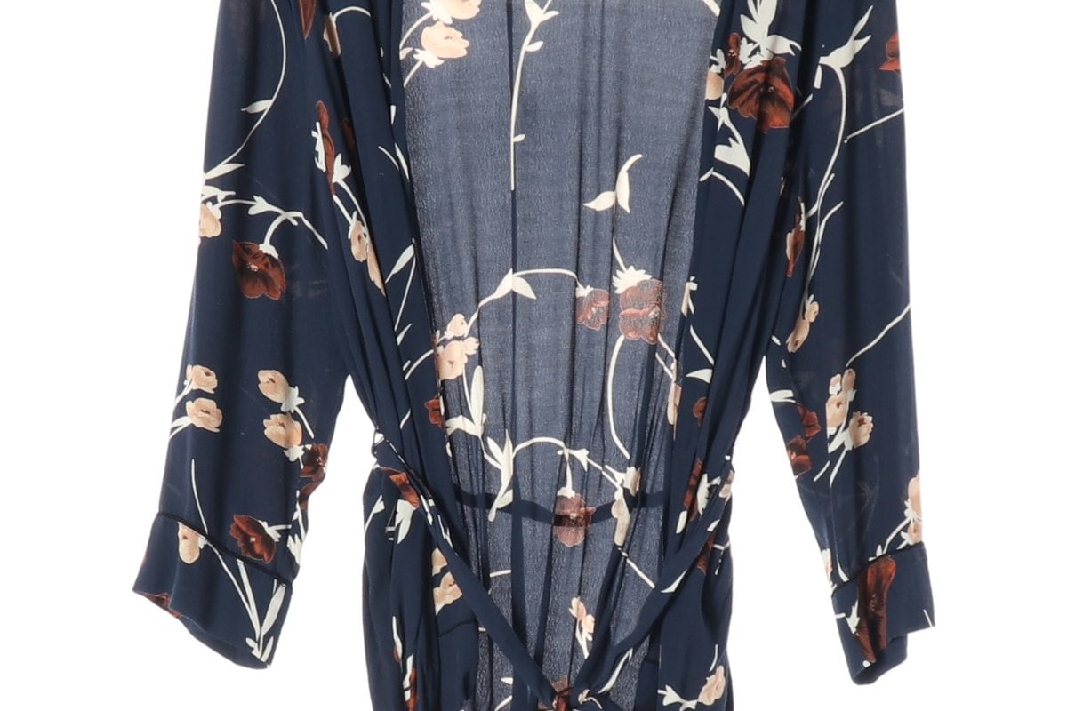 GANNI 가니 네이비 Dalton Crepe Kimono 로브 긴팔 블라우스  상세 이미지 4