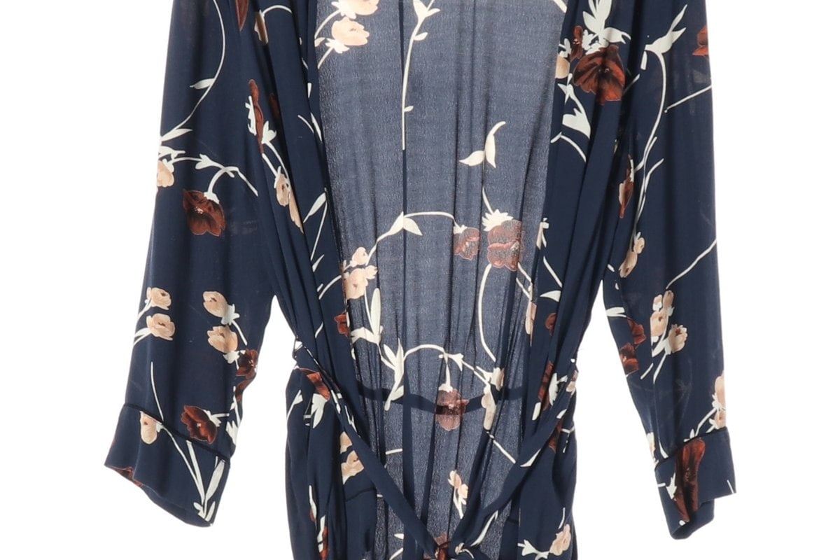 GANNI 가니 네이비 Dalton Crepe Kimono 로브 긴팔 블라우스  이미지 4