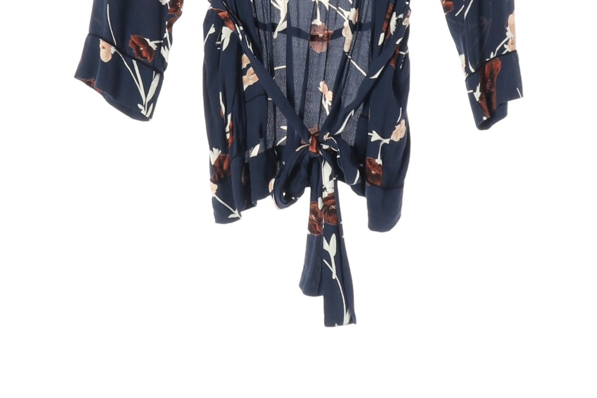 GANNI 가니 네이비 Dalton Crepe Kimono 로브 긴팔 블라우스  상세 이미지 5