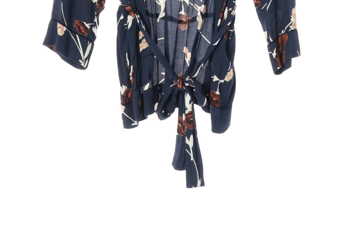 GANNI 가니 네이비 Dalton Crepe Kimono 로브 긴팔 블라우스  이미지 5