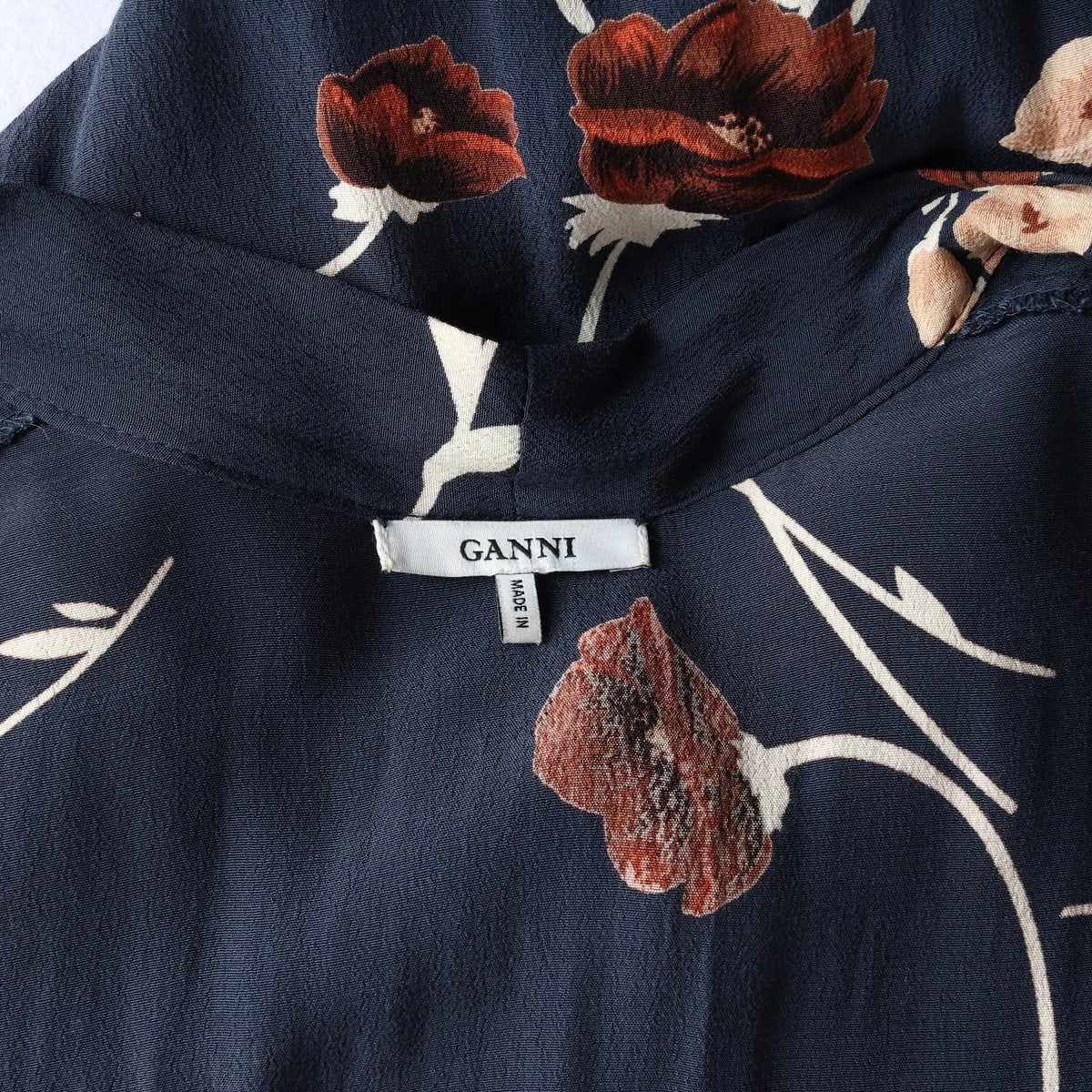 GANNI 가니 네이비 Dalton Crepe Kimono 로브 긴팔 블라우스  이미지 6