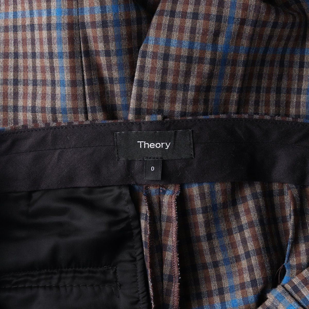 THEORY 띠어리 브라운 블루 체크 울 슬랙스 팬츠  이미지 6