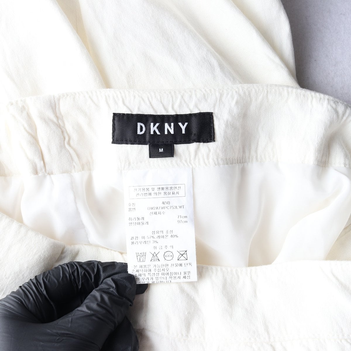 DKNY 디케이앤와이 린넨 화이트 뒷밴딩 슬랙스 팬츠 바지 M 상세 이미지 6