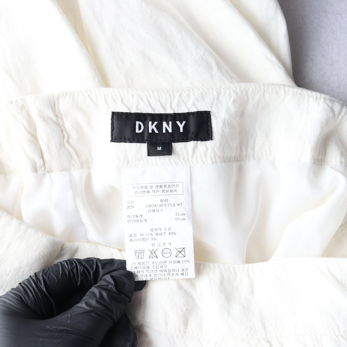 DKNY 디케이앤와이 린넨 화이트 뒷밴딩 슬랙스 팬츠 바지 M 이미지 6
