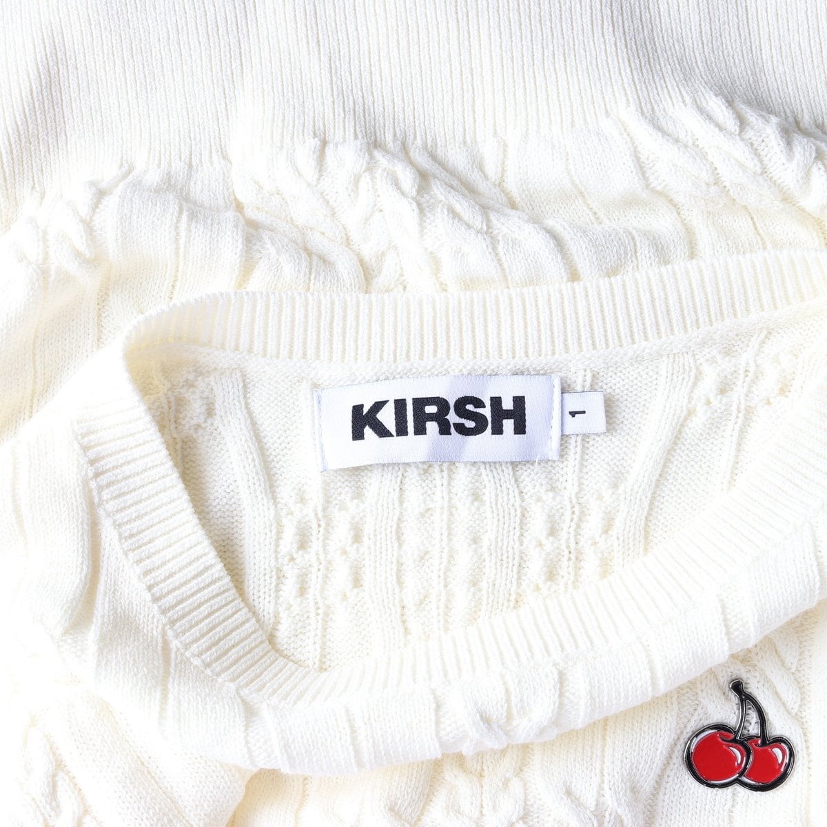 KIRSH 키르시 아이보리 스몰 체리 케이블 반팔 니트 상세 이미지 5