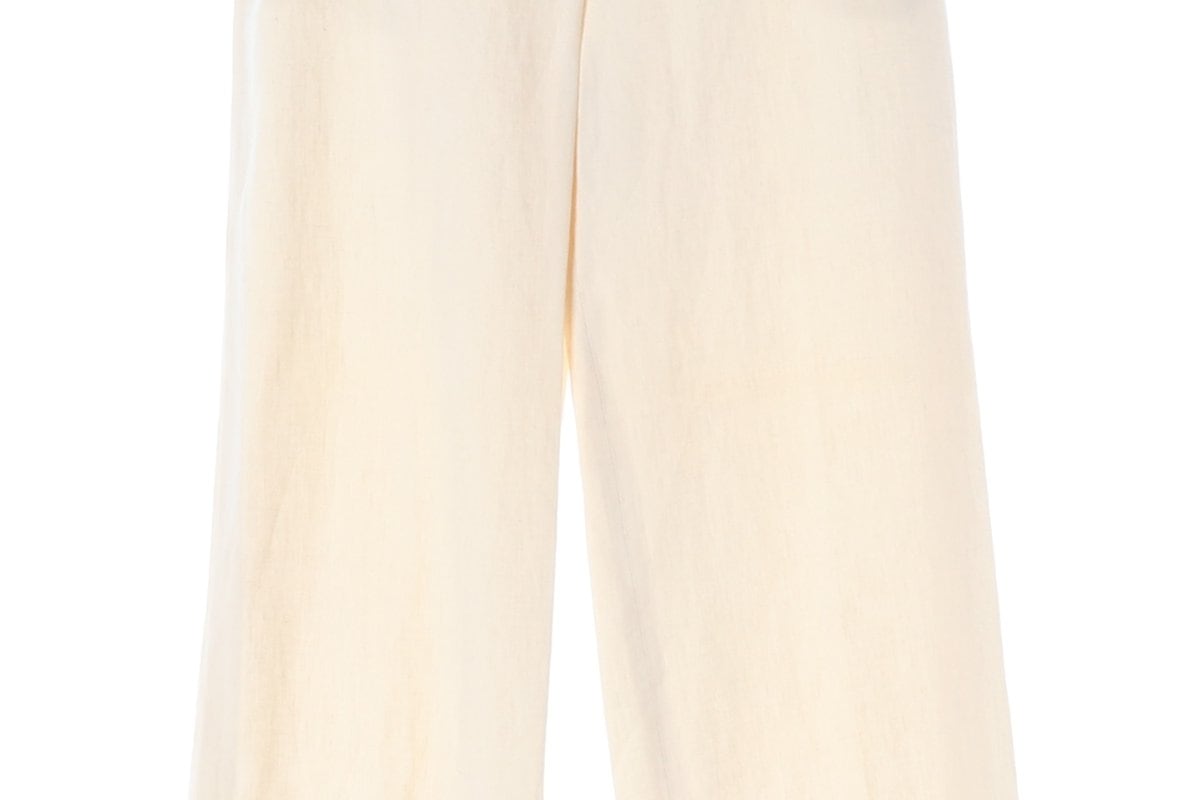 MAX MARA 막스마라 린넨100% 크림 와이드 슬랙스 여름 팬츠 바지 36 상세 이미지 4