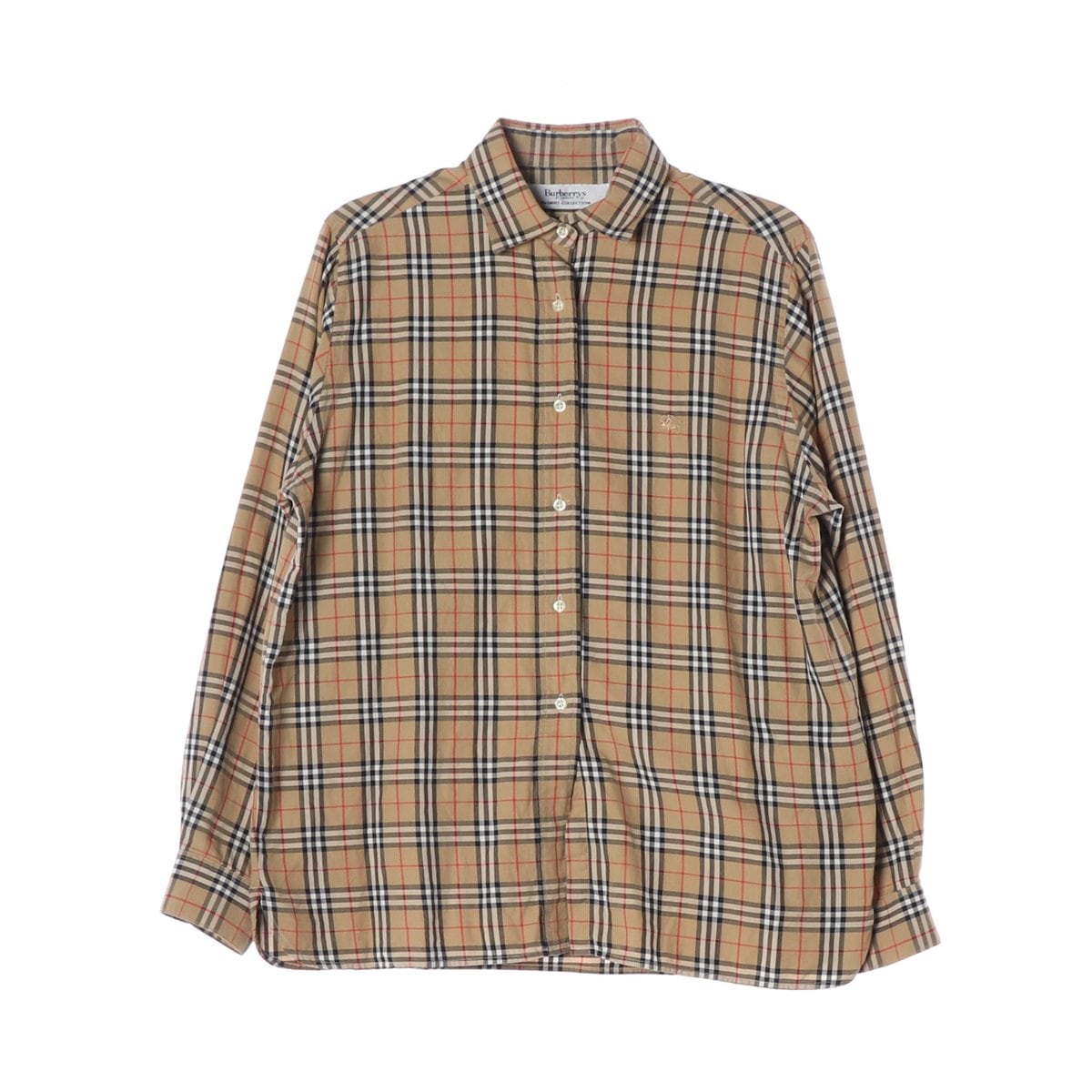 BURBERRY 버버리 퓨어코튼 베이지 시그니처 체크 로고 긴팔 셔츠 M 상세 이미지 1