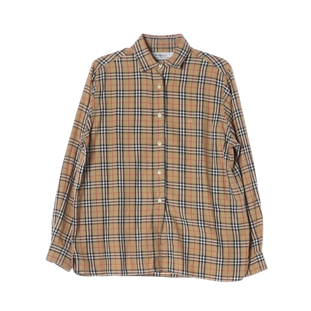 BURBERRY 버버리 퓨어코튼 베이지 시그니처 체크 로고 긴팔 셔츠 M 이미지 1