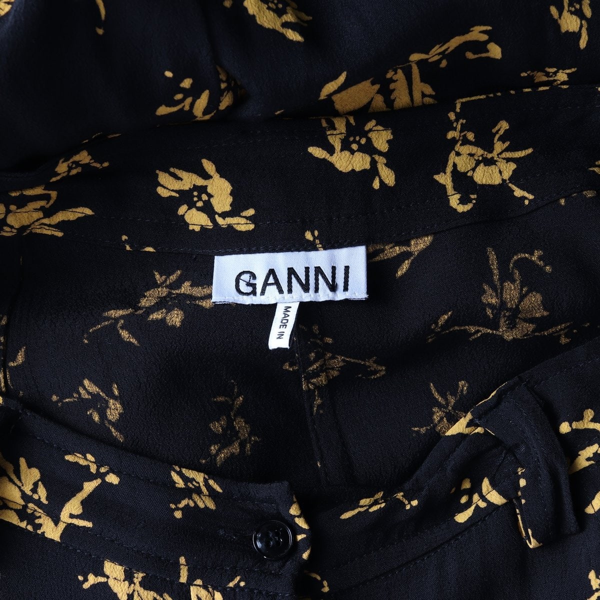 GANNI 가니 블랙 옐로우 패턴 버튼 롱 스커트 치마 38 이미지 6