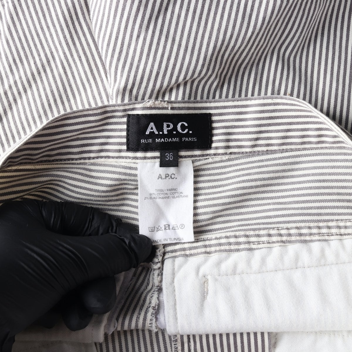 APC 아페쎄 그레이 스트라이프 지퍼 쇼츠 핫팬츠 반바지  상세 이미지 5