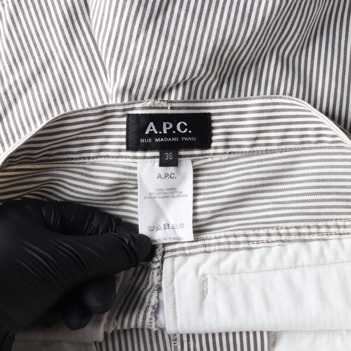 APC 아페쎄 그레이 스트라이프 지퍼 쇼츠 핫팬츠 반바지  이미지 5