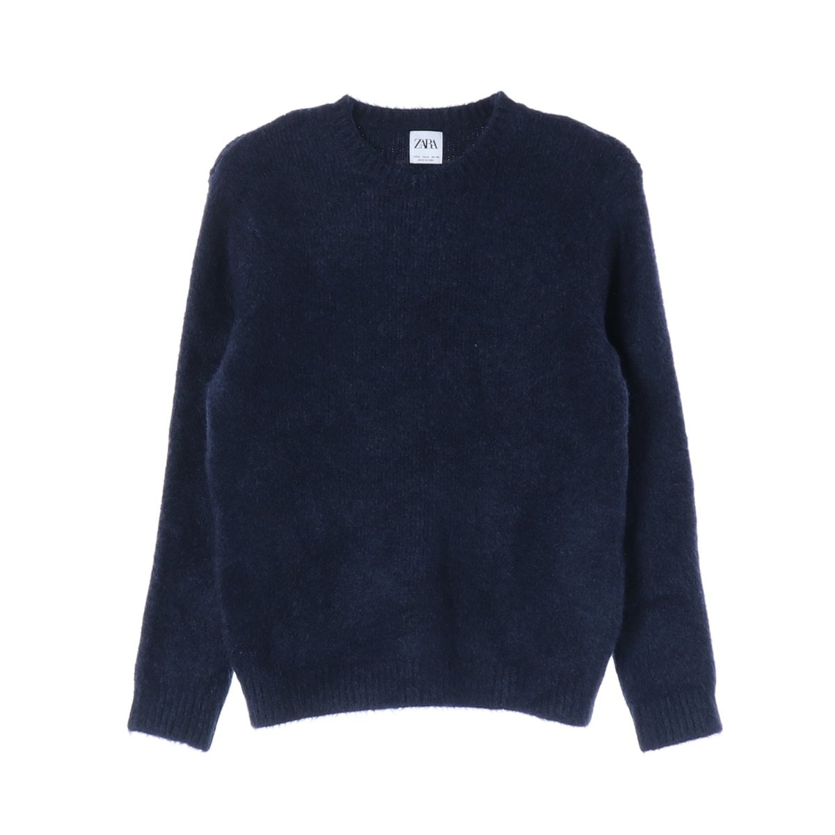 ZARA 자라 네이비 울블렌드 겨울 라운드 니트 스웨터 M 이미지 1