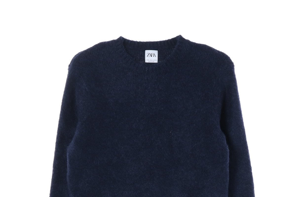 ZARA 자라 네이비 울블렌드 겨울 라운드 니트 스웨터 M 상세 이미지 3