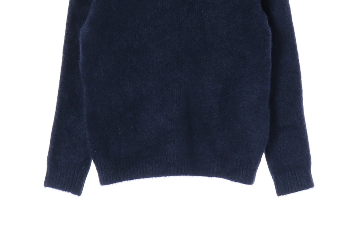 ZARA 자라 네이비 울블렌드 겨울 라운드 니트 스웨터 M 이미지 4