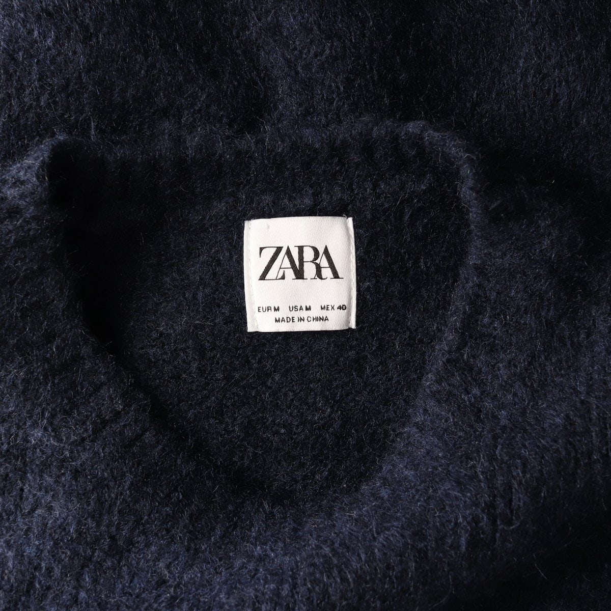 ZARA 자라 네이비 울블렌드 겨울 라운드 니트 스웨터 M 이미지 5