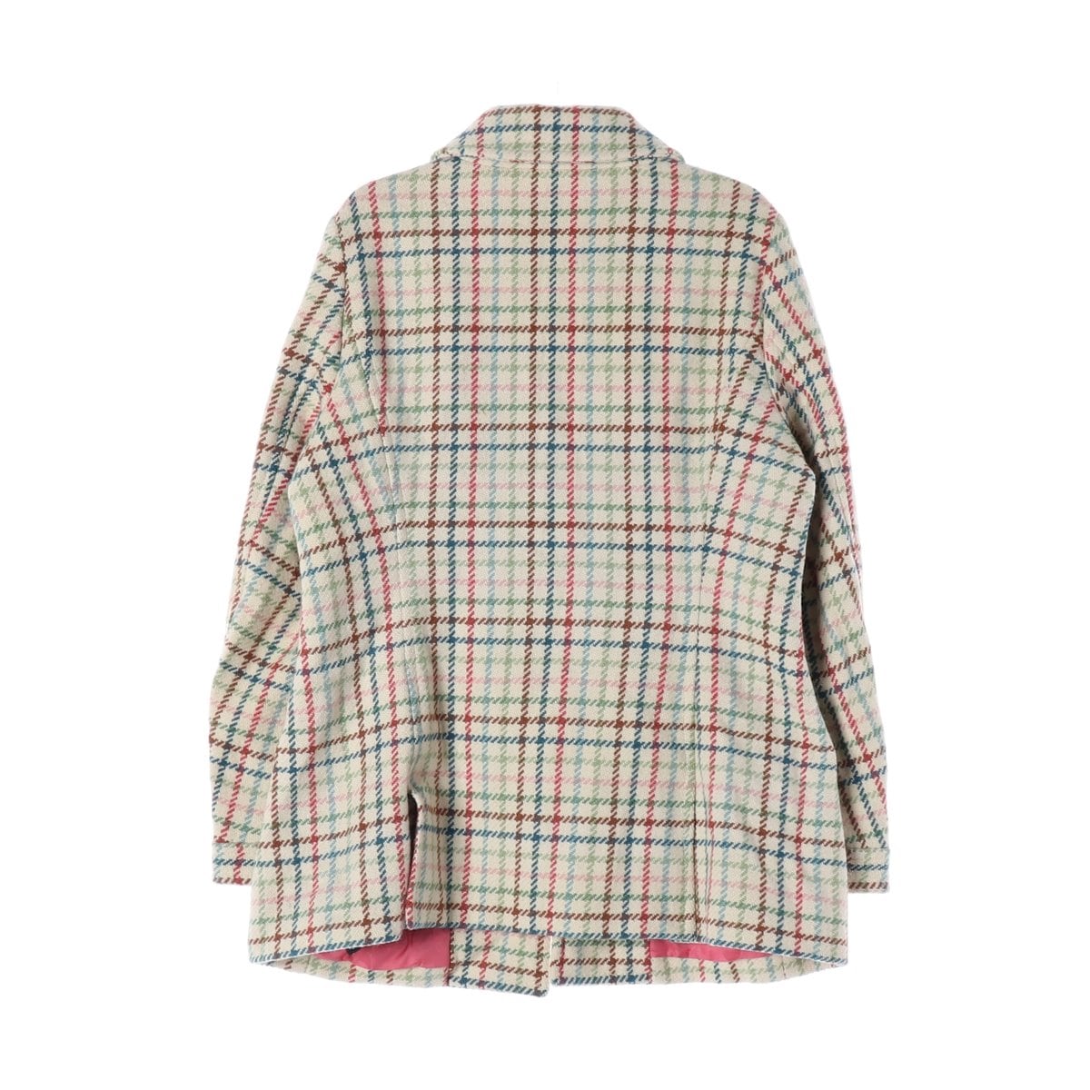 COACH 코치 울100% 아이보리 멀티 체크 하프 싱글 코트  L 상세 이미지 3