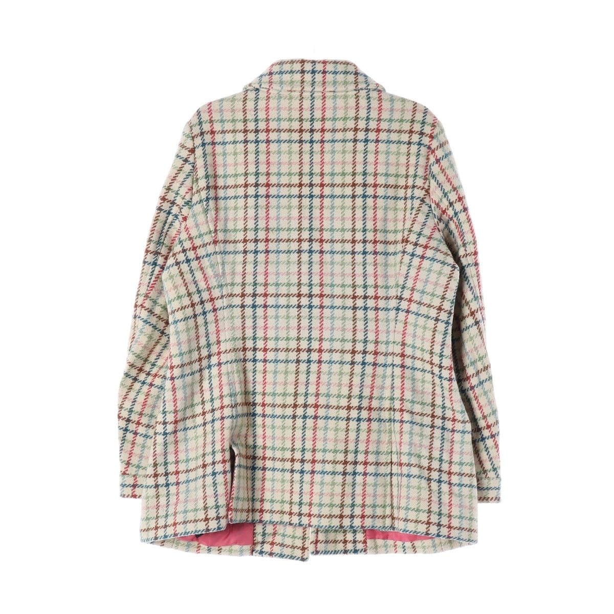 COACH 코치 울100% 아이보리 멀티 체크 하프 싱글 코트  L 이미지 3