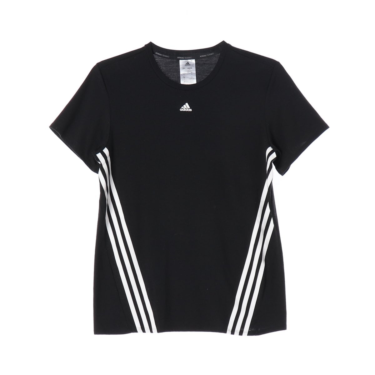 아디다스 블랙 사선 삼선 트레이닝 반팔 티셔츠 S  상세 이미지 1
