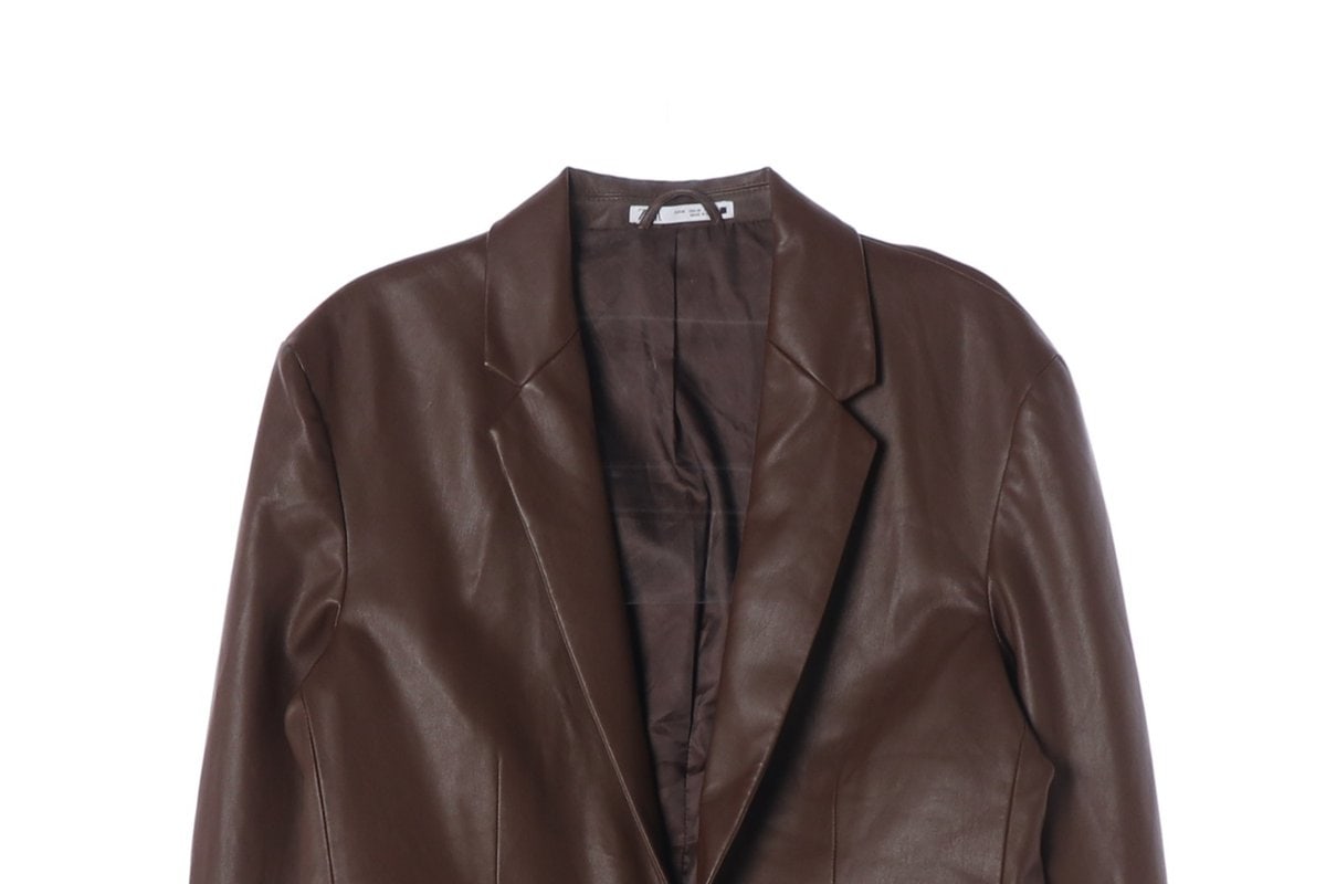 ZARA 자라 브라운 레더 블레이저 재킷 가죽 자켓 M 이미지 3
