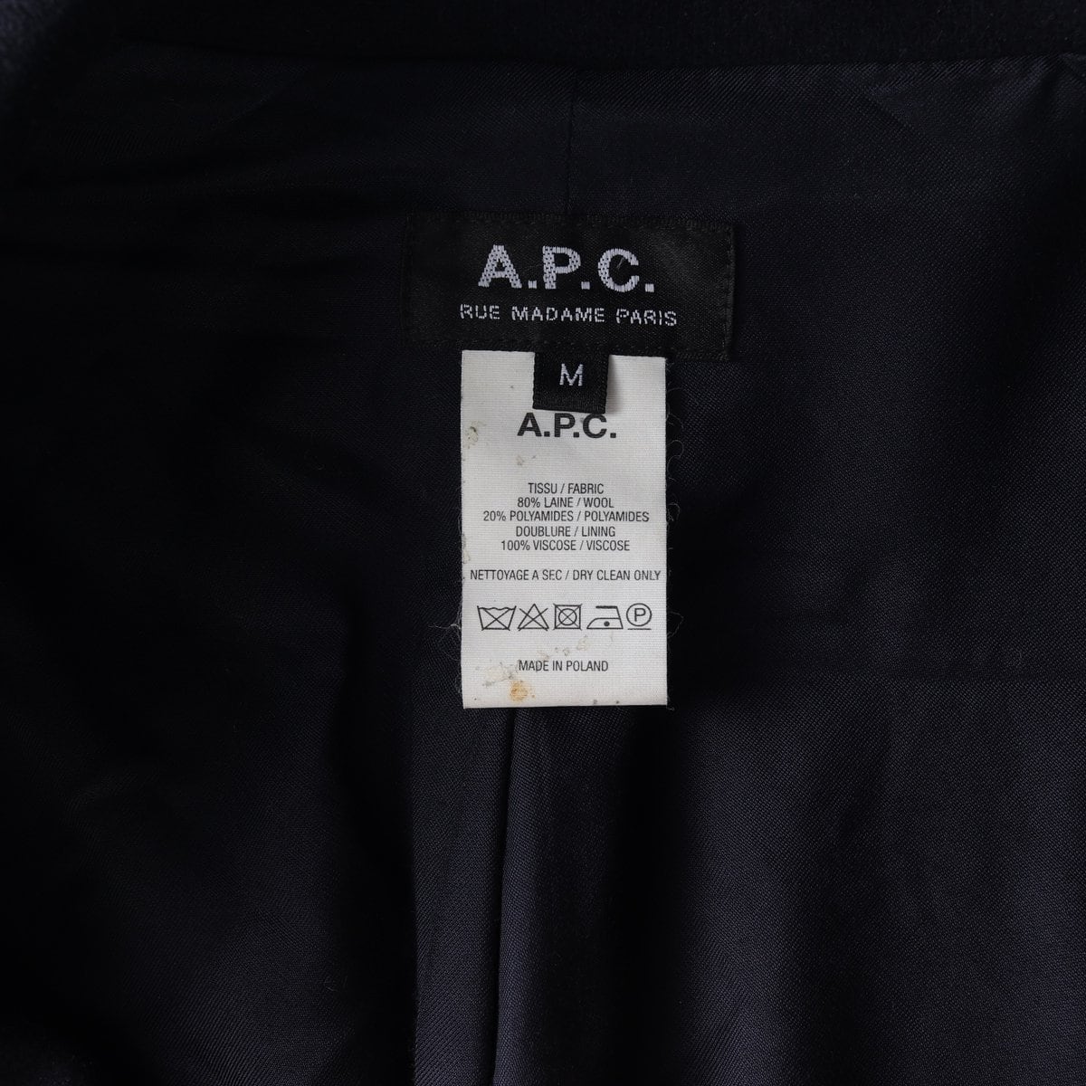 APC 아페쎄 울80% 다크네이비 쓰리버튼 오버핏 싱글 코트 재킷 상세 이미지 6