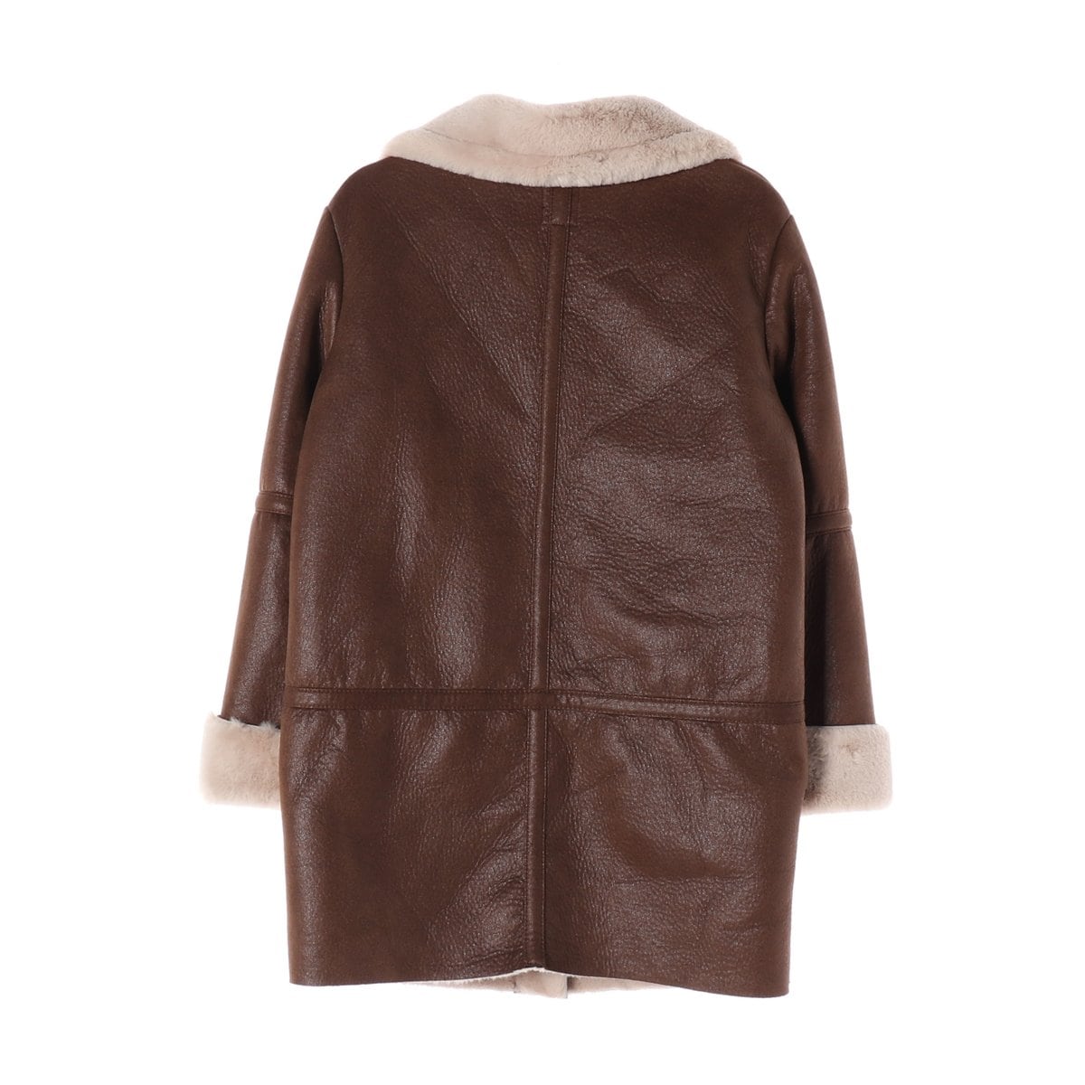 ZARA 자라 브라운 레더 퍼 무스탕 코트 M 상세 이미지 3