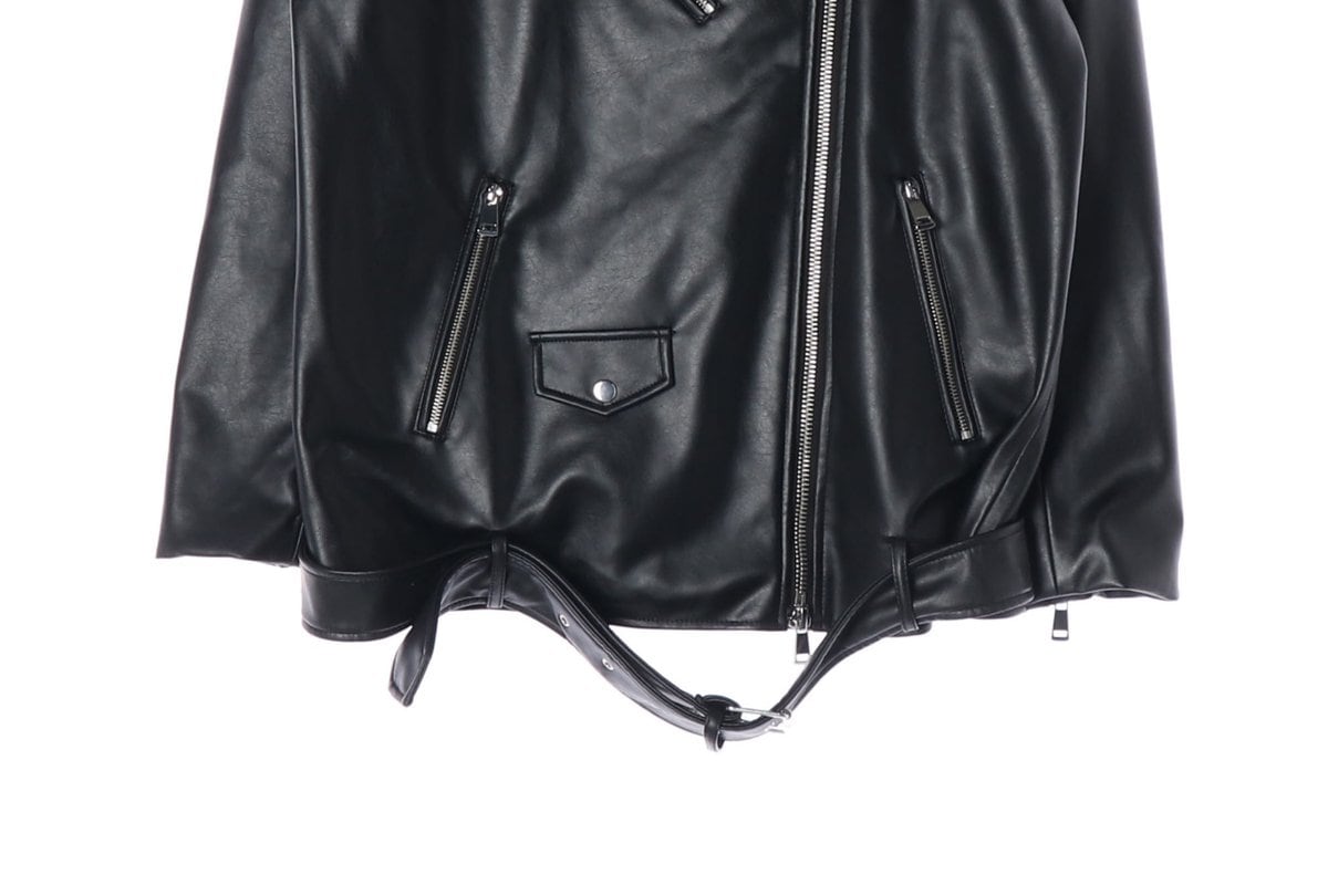 ZARA 자라 블랙 레더 오버핏 바이커재킷 라이더 가죽 자켓 S 상세 이미지 4