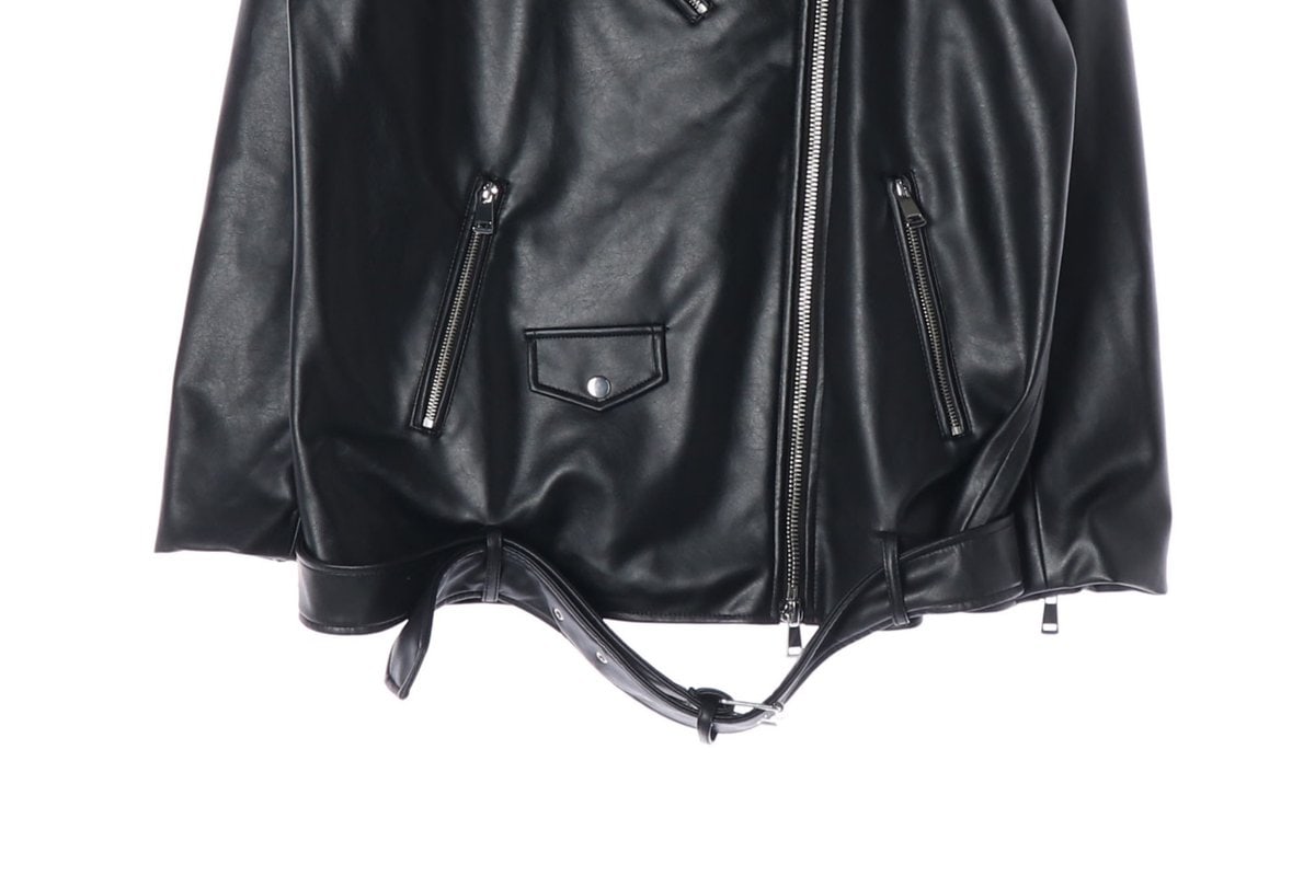 ZARA 자라 블랙 레더 오버핏 바이커재킷 라이더 가죽 자켓 S 이미지 4
