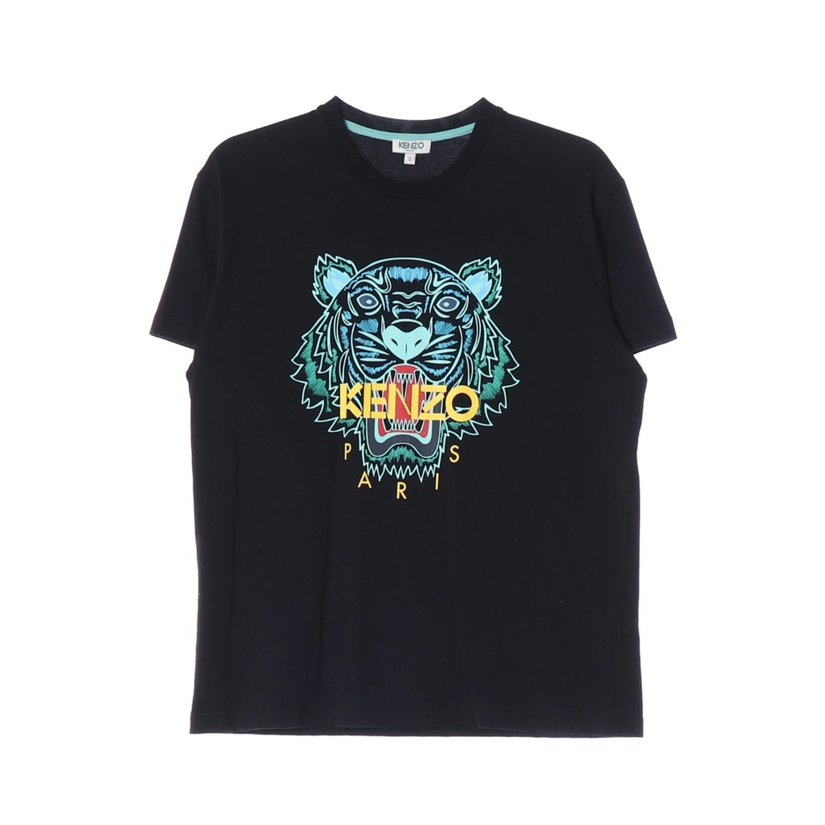 KENZO 겐조 블랙 그린 타이거 로고 오버핏 반팔 크루넥 티셔츠 S 상세 이미지 1