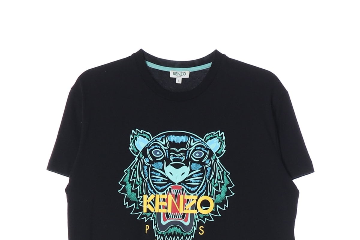 KENZO 겐조 블랙 그린 타이거 로고 오버핏 반팔 크루넥 티셔츠 S 상세 이미지 3