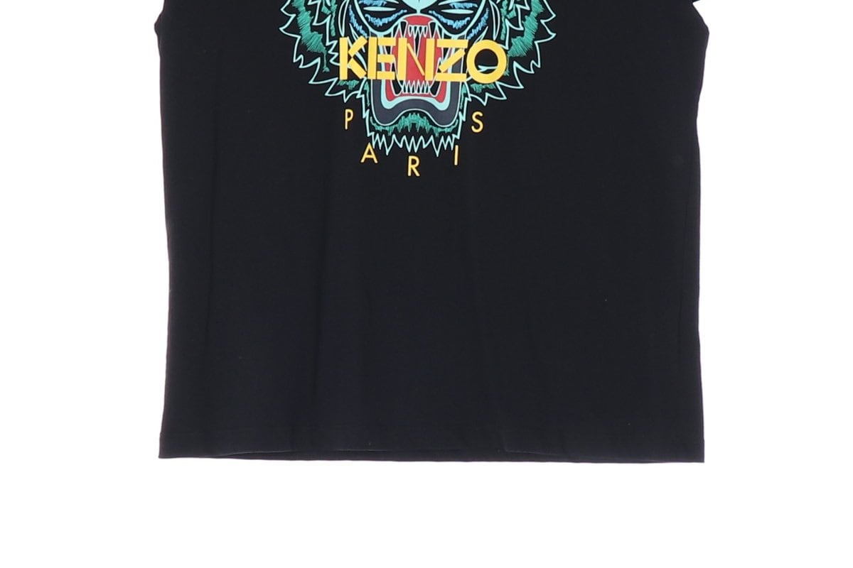 KENZO 겐조 블랙 그린 타이거 로고 오버핏 반팔 크루넥 티셔츠 S 상세 이미지 4