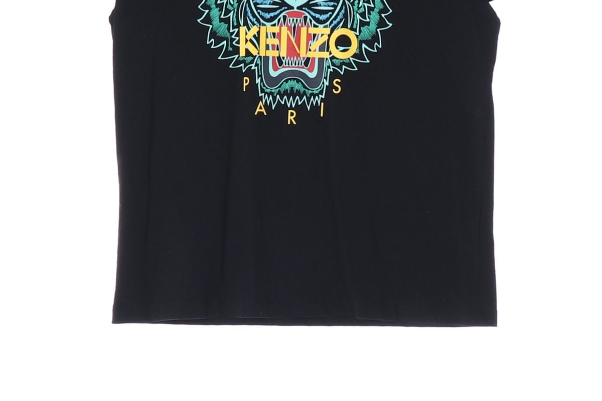 KENZO 겐조 블랙 그린 타이거 로고 오버핏 반팔 크루넥 티셔츠 S 이미지 4