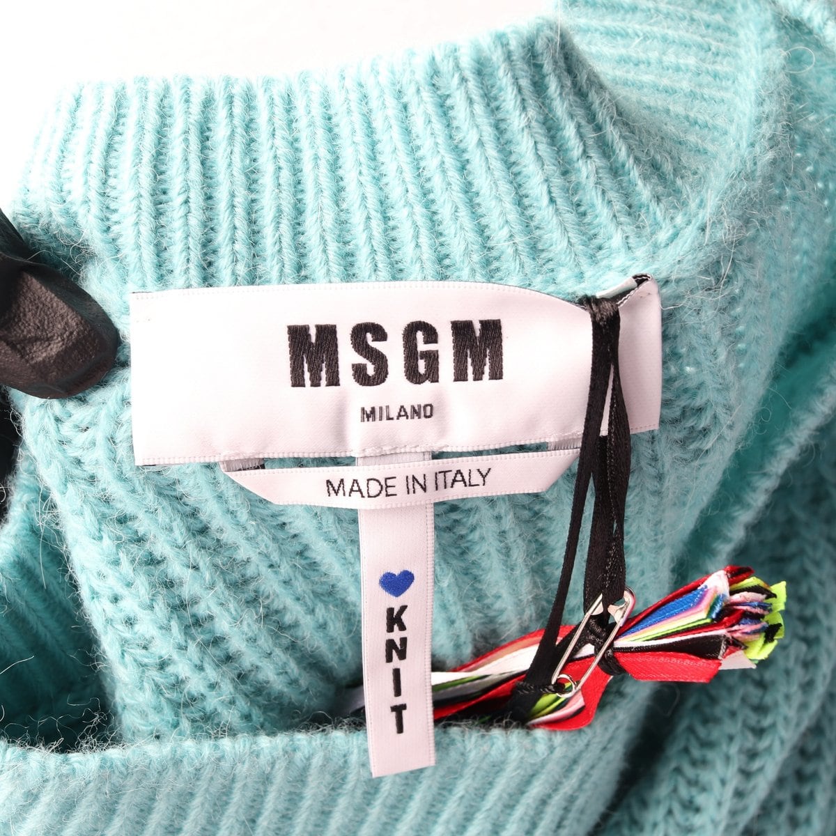 (새상품)MSGM 엠에스지엠 민트 백 리본 타이 컷아웃 니트 스웨터 L 상세 이미지 6