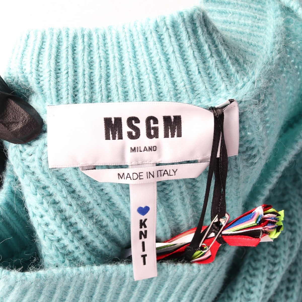 (새상품)MSGM 엠에스지엠 민트 백 리본 타이 컷아웃 니트 스웨터 L 이미지 6