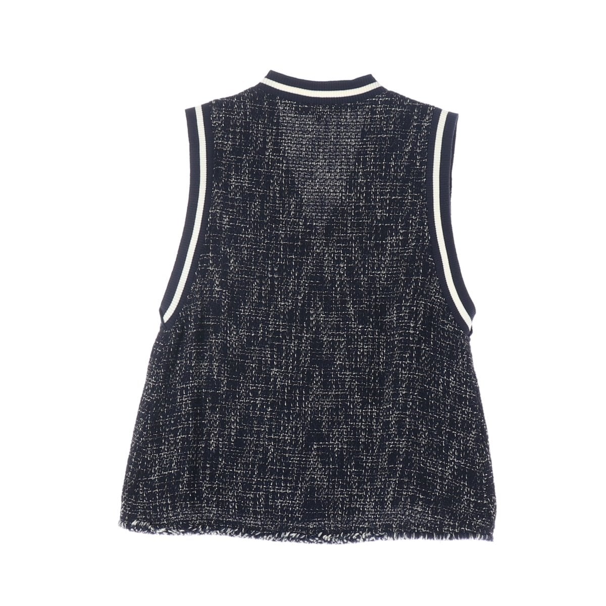 MAJE 마쥬 네이비 브이넥 오버핏 트위드 니트베스트 조끼 상세 이미지 2