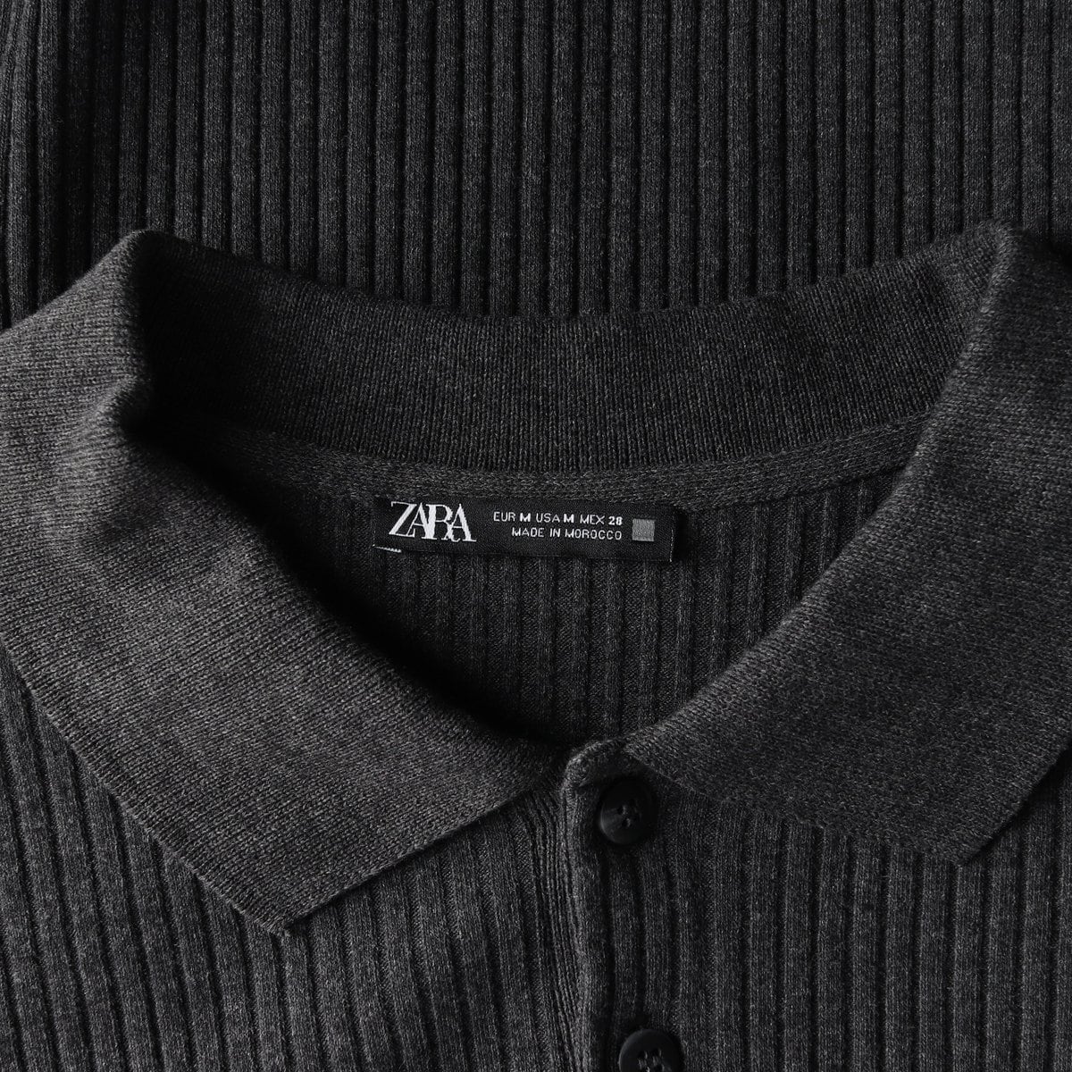 ZARA 자라 차콜 골지 긴팔 카라티 폴로 티셔츠 M 상세 이미지 5