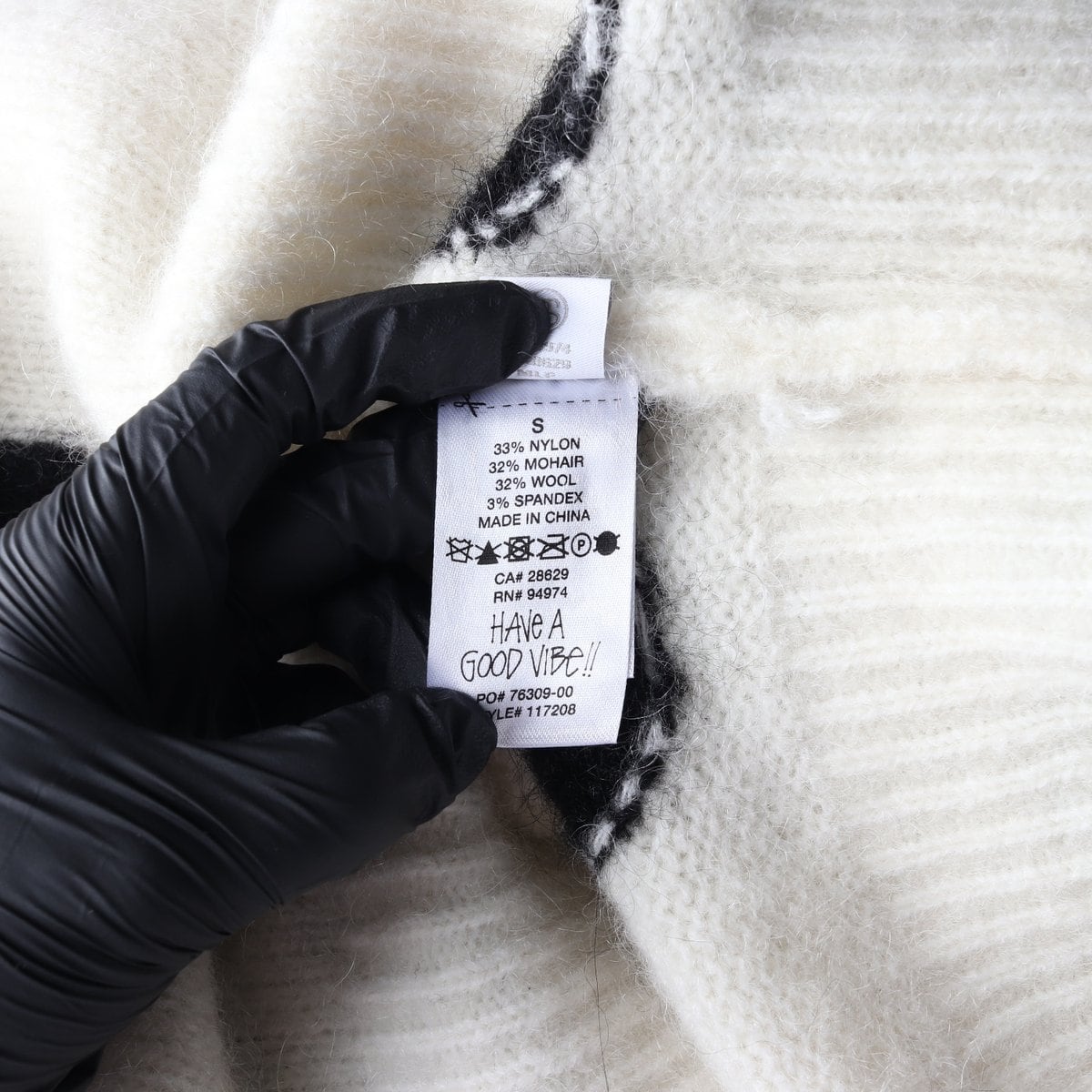 STUSSY 스투시 모헤어 울 블랙 다이스 퍼지 니트 스웨터 S 상세 이미지 6