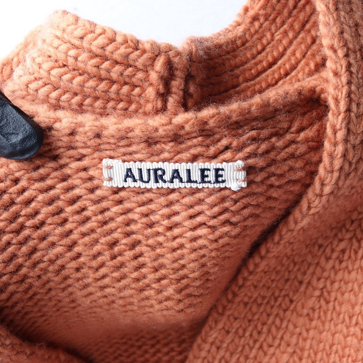 AURALEE 오라리 울100% 오렌지 울 니트 브이넥 가디건  상세 이미지 5