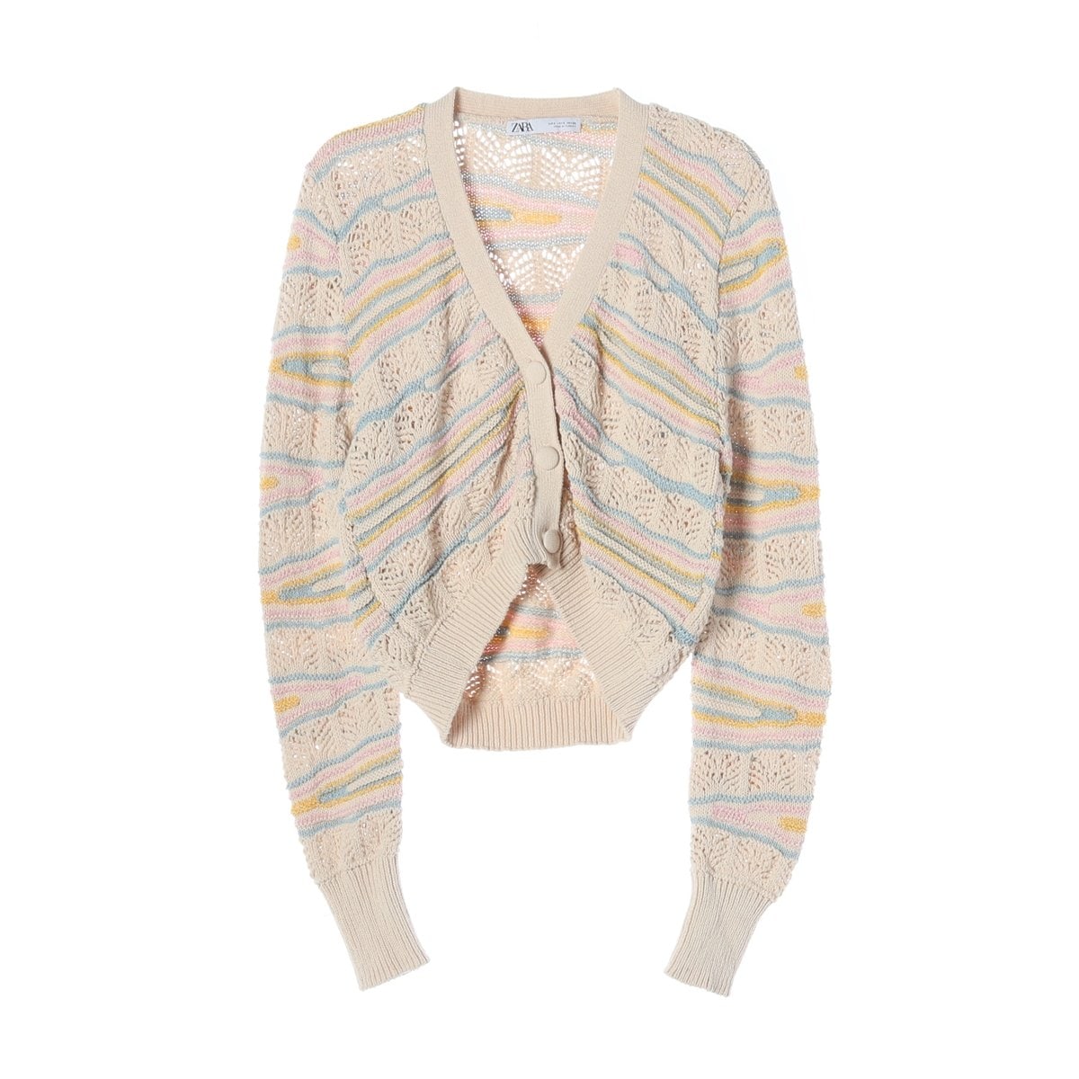 ZARA 자라 베이지 파스텔 브이넥 루즈핏 니트 가디건 S 이미지 1