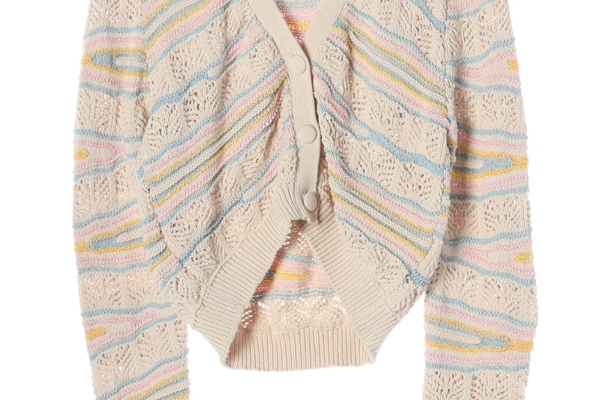ZARA 자라 베이지 파스텔 브이넥 루즈핏 니트 가디건 S 이미지 4