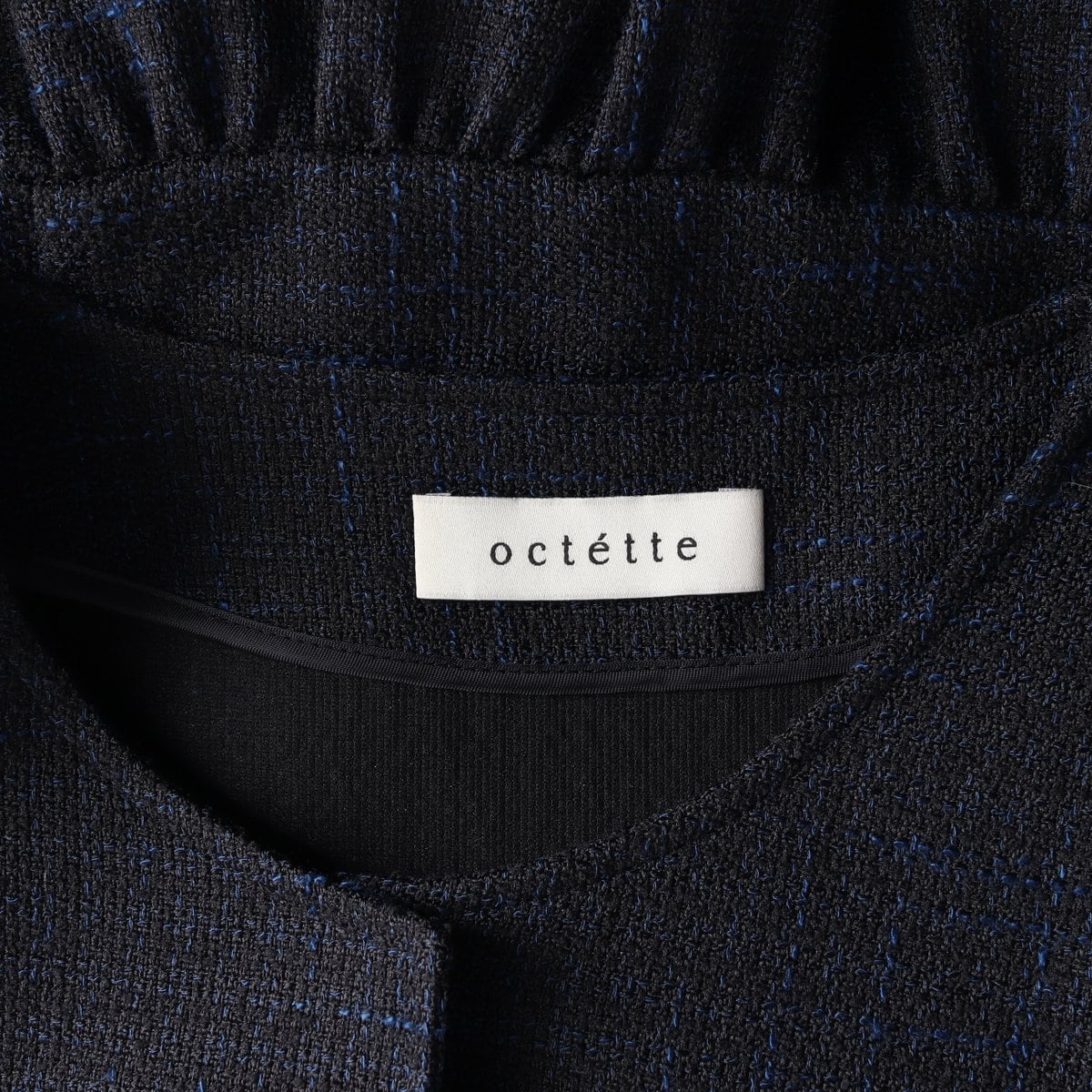 OCTETTE 오떼뜨 네이비 트위드 프릴 반팔 숏 자켓 재킷  상세 이미지 5