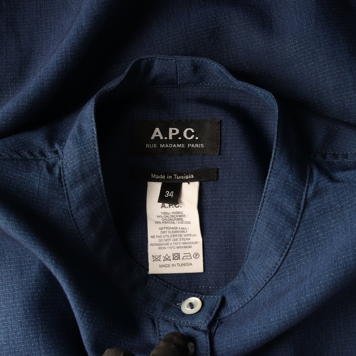 APC 아페쎄 Kimya 인디고 블루 노카라 버튼 셔츠 원피스 드레스 상세 이미지 6