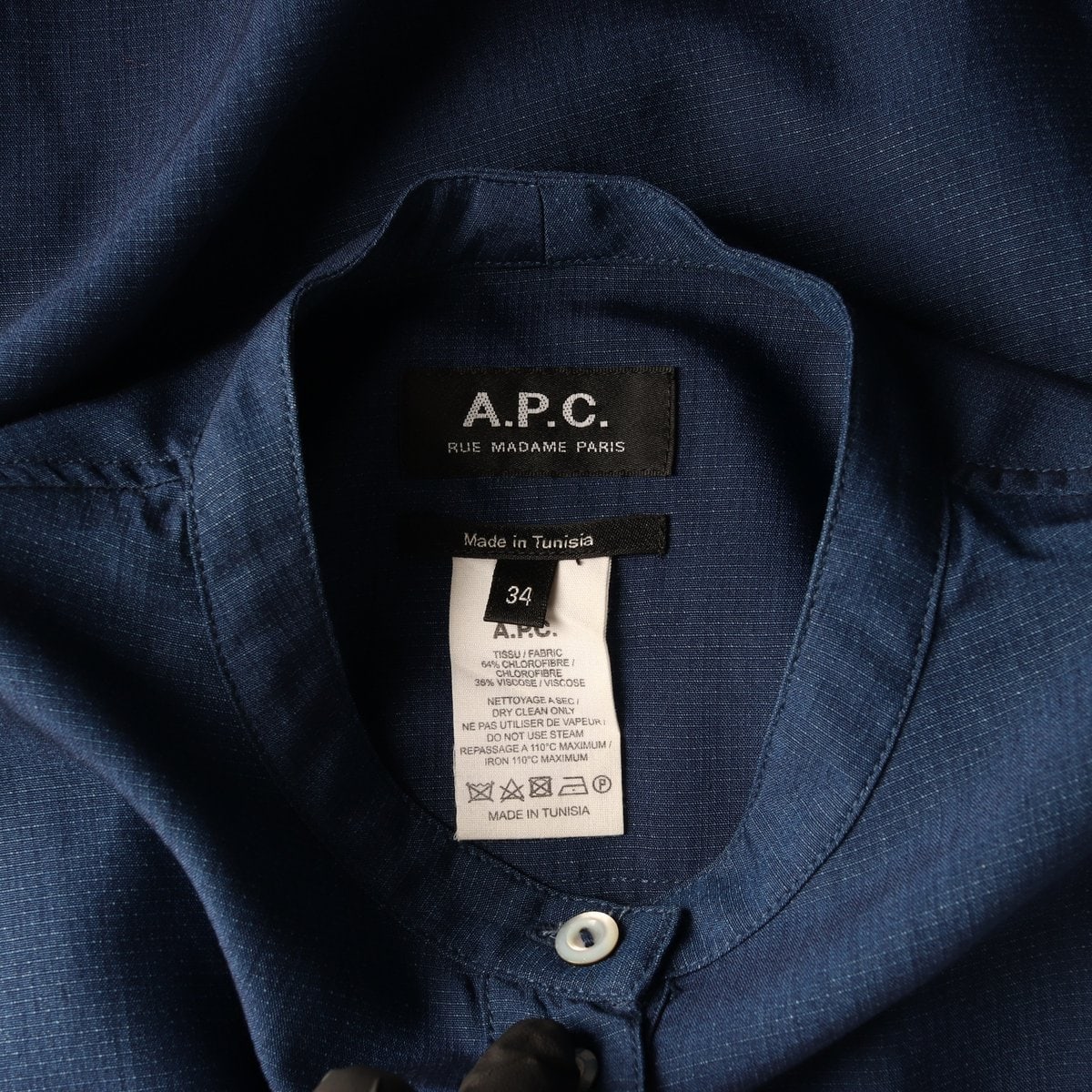 APC 아페쎄 Kimya 인디고 블루 노카라 버튼 셔츠 원피스 드레스 이미지 6