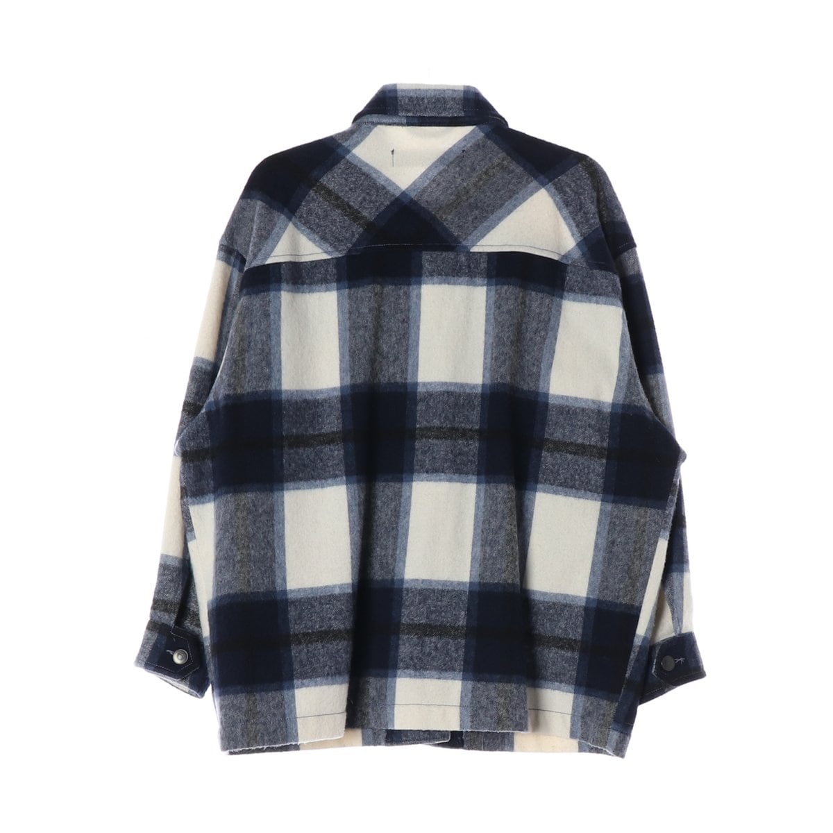 ZARA 자라 네이비 체크 아웃포켓 셔츠 울 자켓 셔킷 재킷 M 상세 이미지 2