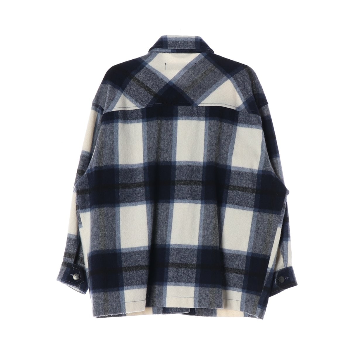 ZARA 자라 네이비 체크 아웃포켓 셔츠 울 자켓 셔킷 재킷 M 이미지 2