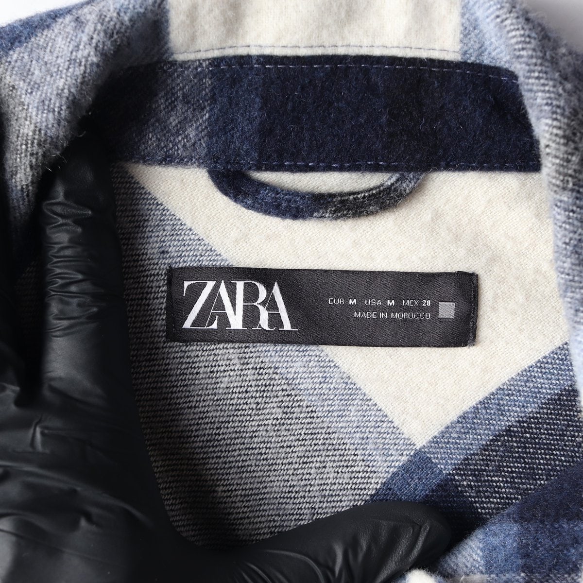 ZARA 자라 네이비 체크 아웃포켓 셔츠 울 자켓 셔킷 재킷 M 이미지 5