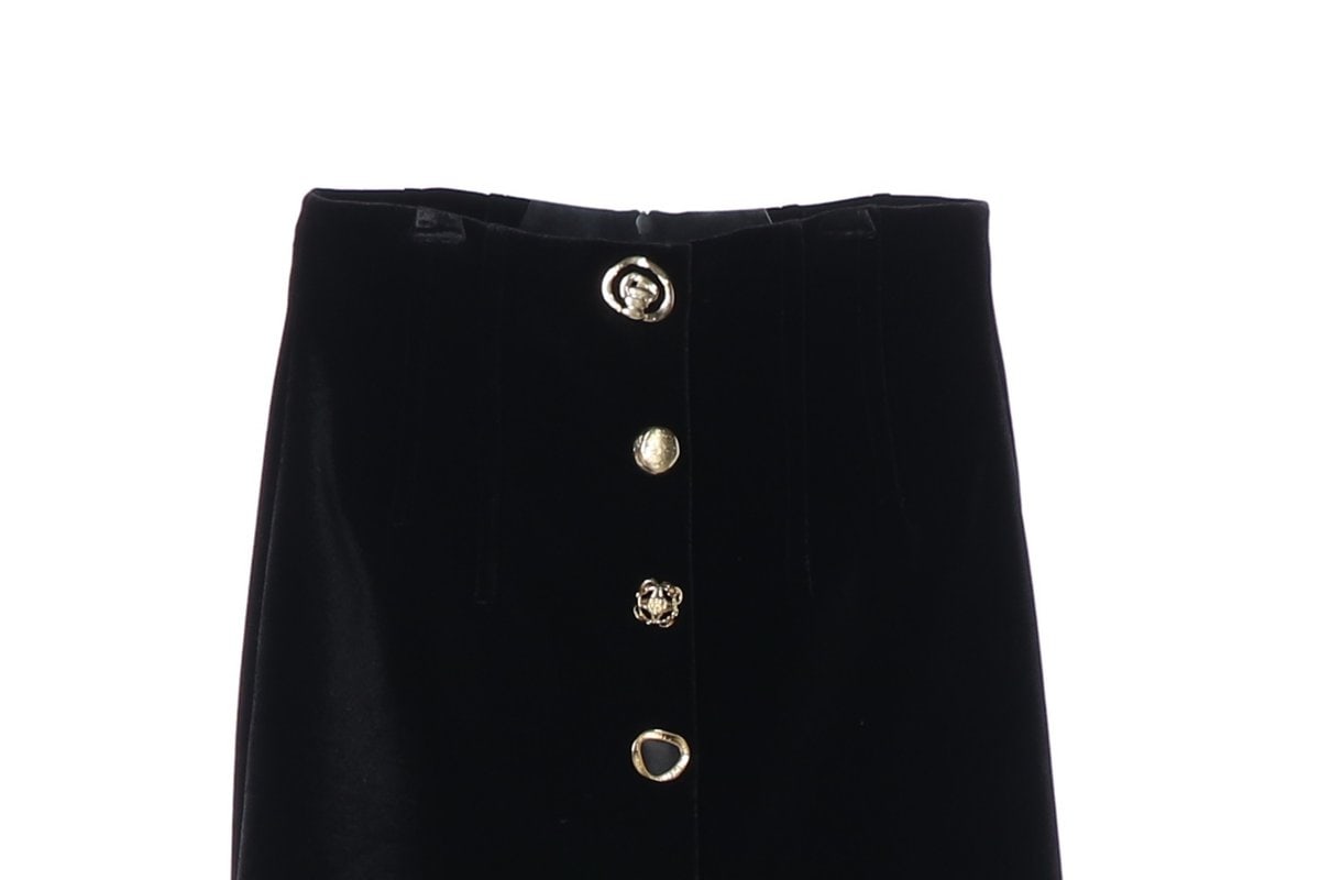 (새상품)ZARA 자라 블랙 벨벳 단추 포인트 롱 스커트 치마 S 이미지 3
