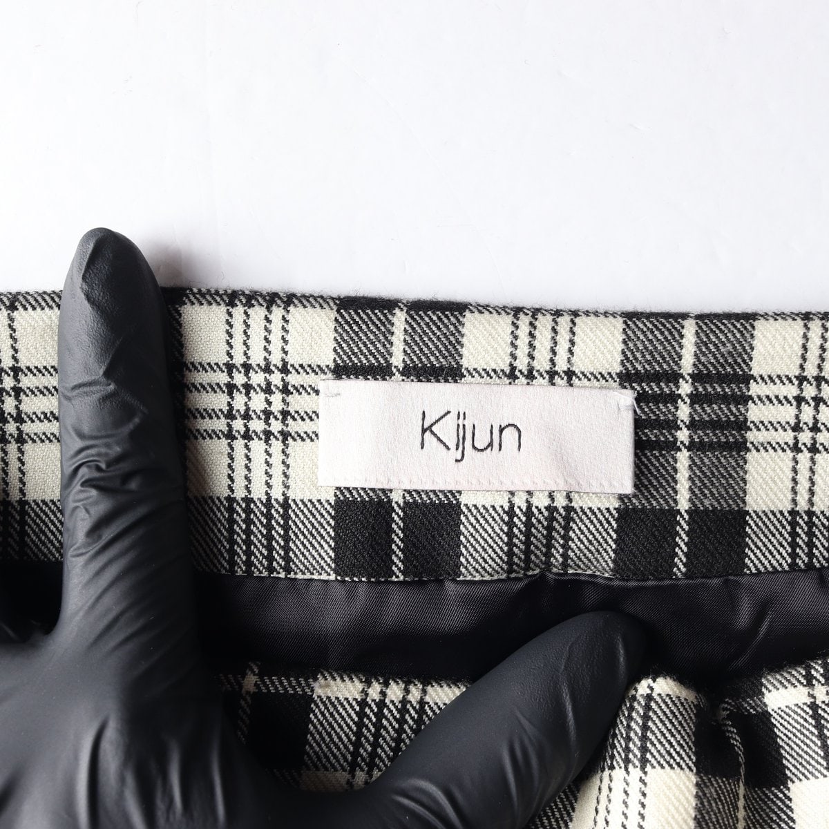 KIJUN 기준 베이지 블랙 체크 미니 스커트 치마 M 이미지 5