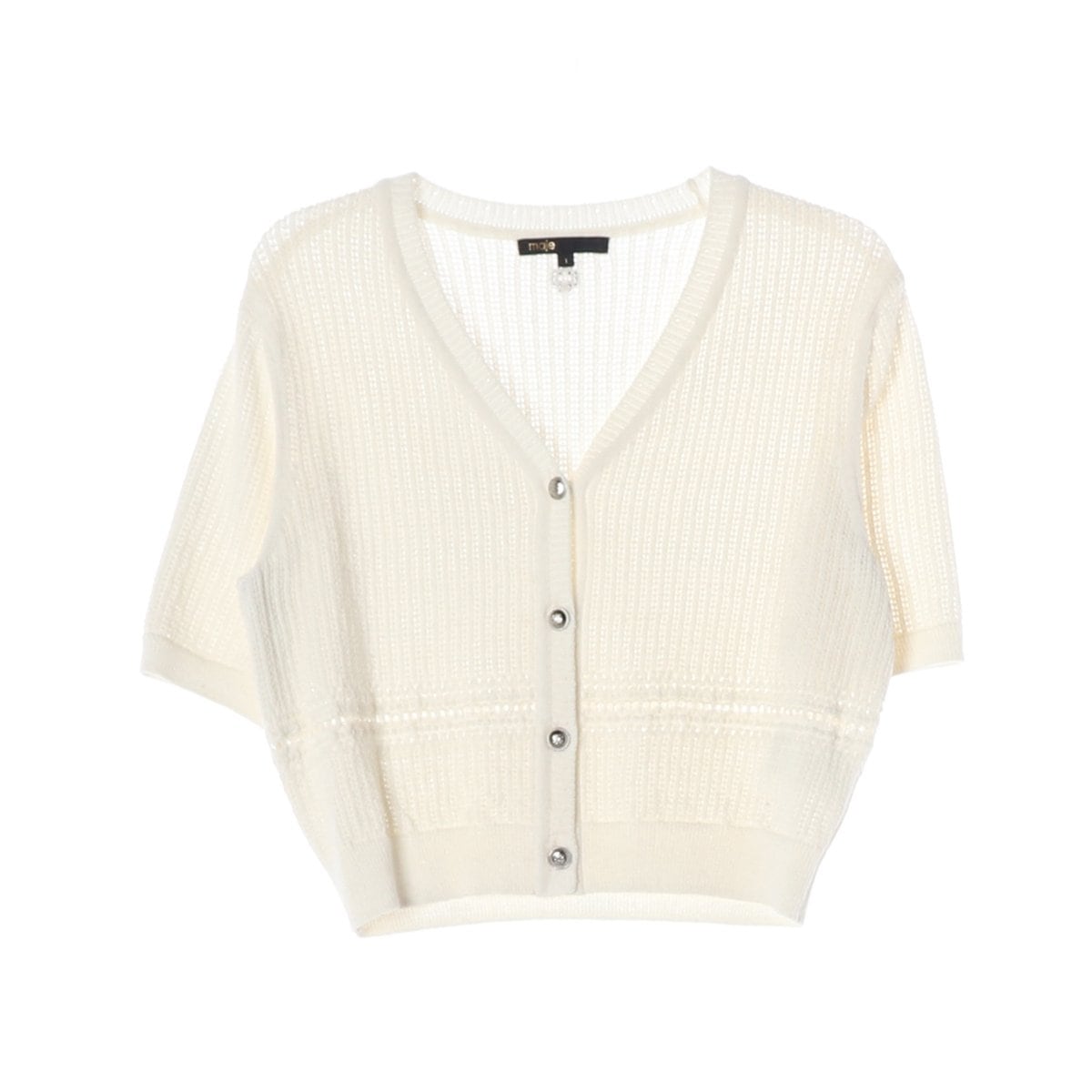 MAJE 마쥬 25SS 아이보리 브이넥 반팔 니트 가디건  상세 이미지 1